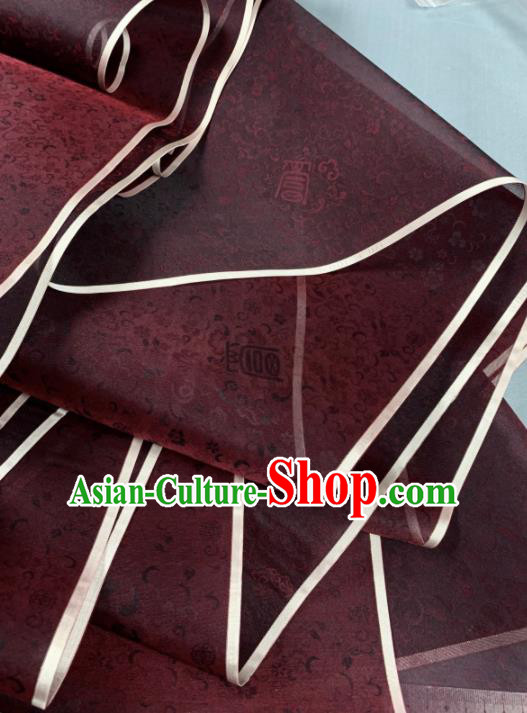 Chinese Traditional Classical Pattern Design Purplish Red Silk Fabric Asian Hanfu Material