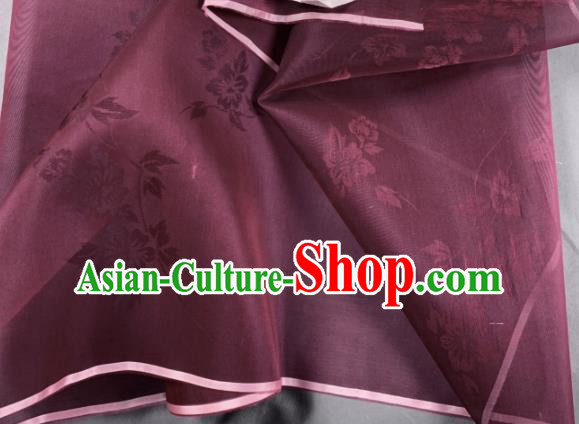 Chinese Traditional Classical Flowers Pattern Design Purplish Red Silk Fabric Asian Hanfu Material