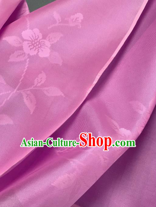 Chinese Traditional Classical Flowers Pattern Design Rosy Silk Fabric Asian Hanfu Material