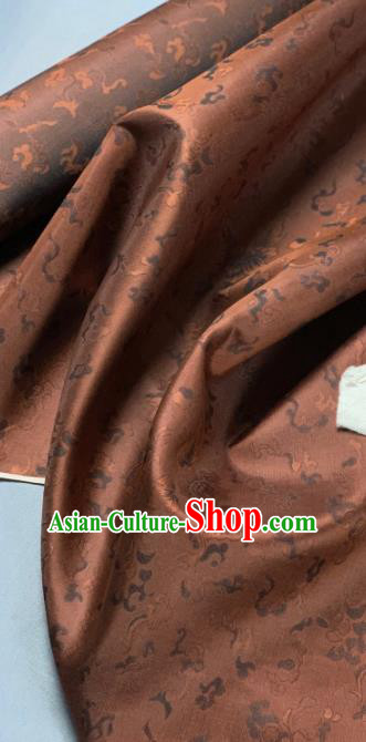 Chinese Traditional Classical Pattern Design Brown Silk Fabric Asian Hanfu Material