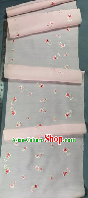 Chinese Traditional Classical Embroidered Pattern Design Light Pink Silk Fabric Asian Hanfu Material