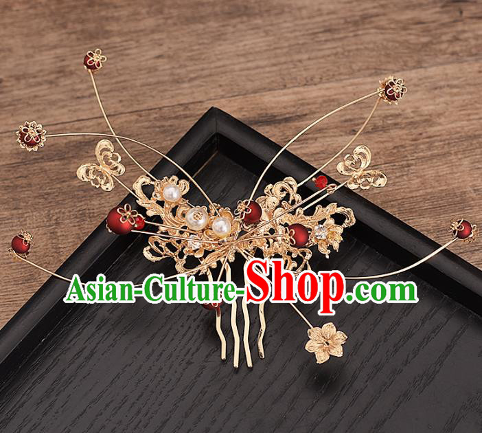 Traditional Chinese Bride Hair Comb Tassel Hairpins Headdress Ancient Wedding Hair Accessories for Women