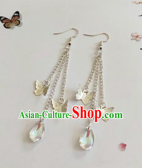 Traditional Chinese Handmade Butterfly Earrings Ancient Hanfu Ear Accessories for Women