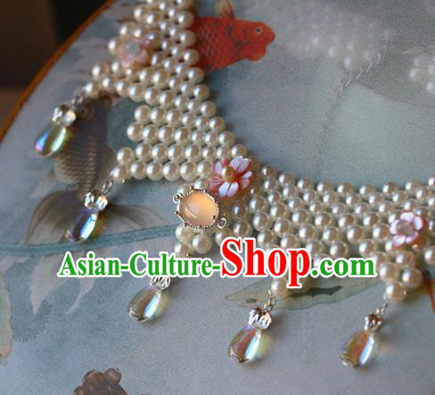Traditional Chinese Handmade Necklace Ancient Hanfu Pearls Necklet Accessories for Women