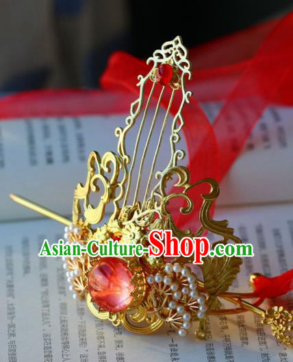 Traditional Chinese Golden Hairdo Crown and Hairpin Headdress Ancient Swordsman Hair Accessories for Men