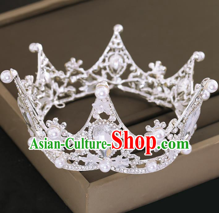 Top Grade Princess Royal Crown Handmade Baroque Bride Hair Accessories for Women