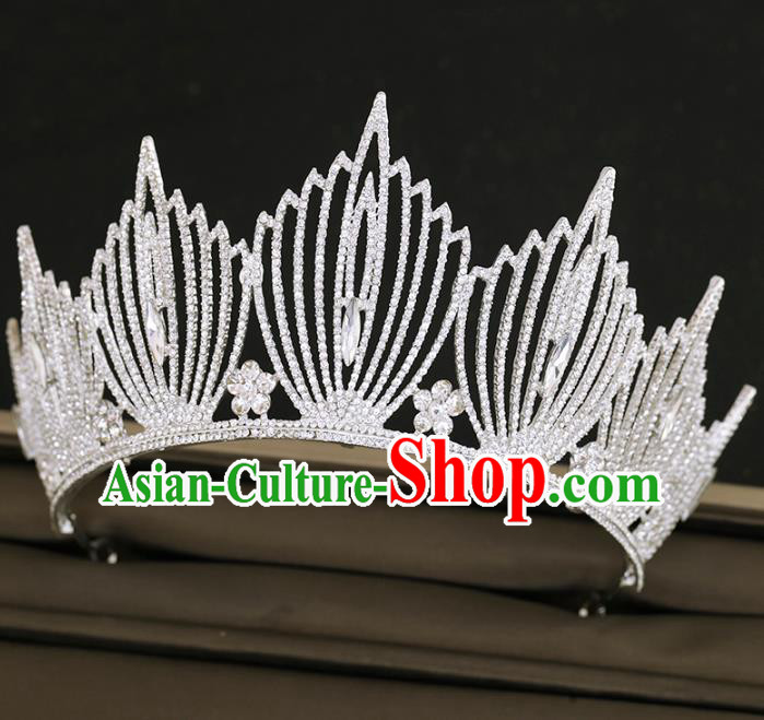 Top Grade Princess Crystal Royal Crown Handmade Baroque Bride Hair Accessories for Women