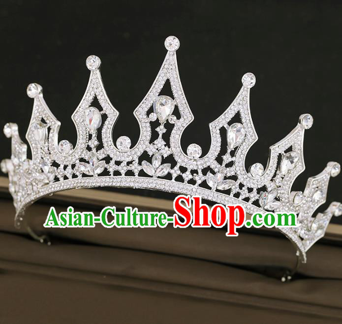 Top Grade Baroque Princess Crystal Royal Crown Handmade Wedding Bride Hair Accessories for Women