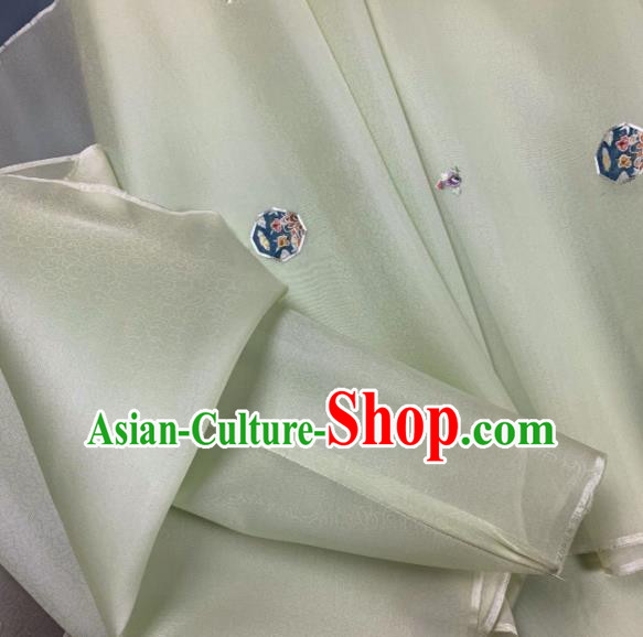 Chinese Traditional Embroidered Pattern Design Light Green Silk Fabric Asian Hanfu Material