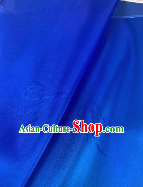 Chinese Traditional Orchid Pattern Design Royalblue Silk Fabric Asian Hanfu Material