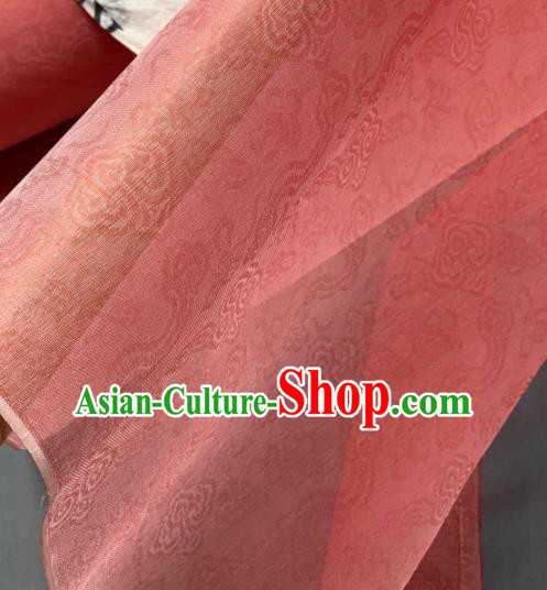 Chinese Traditional Classical Clouds Pattern Design Peach Pink Silk Fabric Asian Hanfu Material