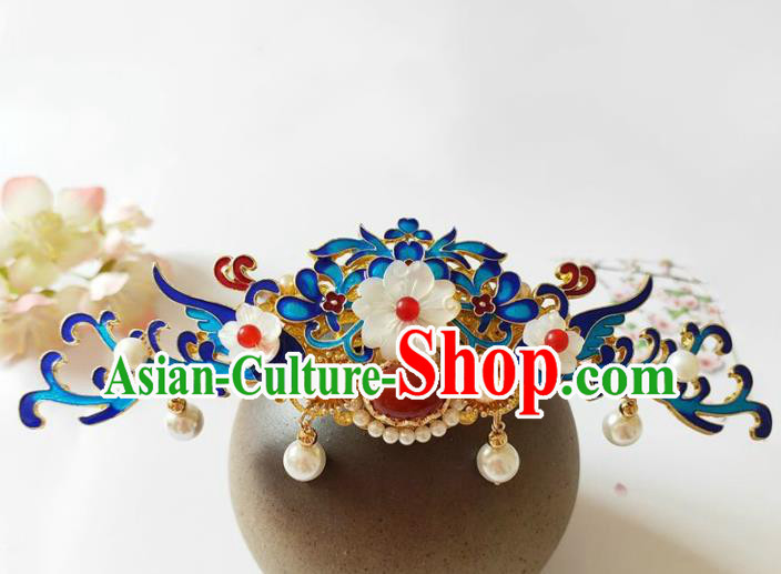Traditional Chinese Qing Dynasty Cloisonne Hairpin Headdress Ancient Court Hair Accessories for Women