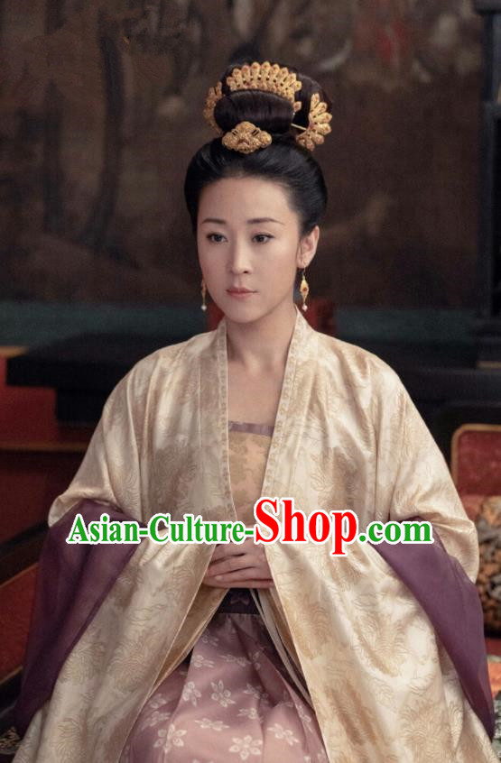 Chinese Ancient Noble Consort Zhao Drama Royal Nirvana Replica Costumes and Headpiece for Women