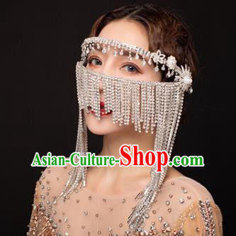Traditional Chinese Stage Show Tassel Hair Clasp Mask Headdress Handmade Catwalks Hair Accessories for Women