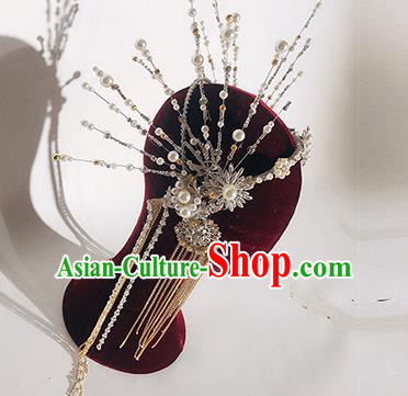 Traditional Chinese Stage Show Tassel Argent Hair Clasp Headdress Handmade Catwalks Hair Accessories for Women