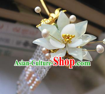Traditional Chinese Palace Green Lotus Hairpin Headdress Ancient Court Hair Accessories for Women
