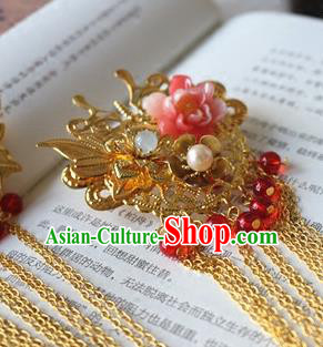 Traditional Chinese Palace Golden Tassel Hair Claws Hairpin Headdress Ancient Court Hair Accessories for Women