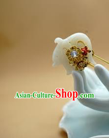 Traditional Chinese Palace Carving Jade Hairpin Headdress Ancient Court Hair Accessories for Women