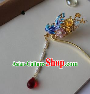 Traditional Chinese Bride Cloisonne Hairpin Headdress Ancient Court Hair Accessories for Women