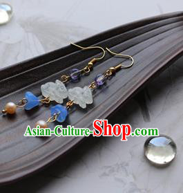 Traditional Chinese Handmade Jade Rabbit Earrings Ancient Hanfu Ear Accessories for Women