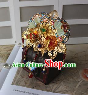 Traditional Chinese Bride Cloisonne Hair Crown Headdress Ancient Court Hair Accessories for Women