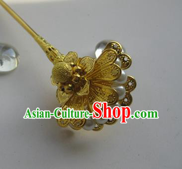 Traditional Chinese Bride Golden Ginkgo Leaf Hairpin Headdress Ancient Court Hair Accessories for Women