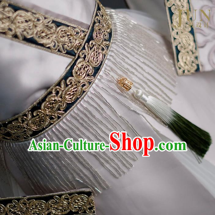 Traditional Chinese Catwalks White Qipao Dress Compere Stage Performance Costume for Kids