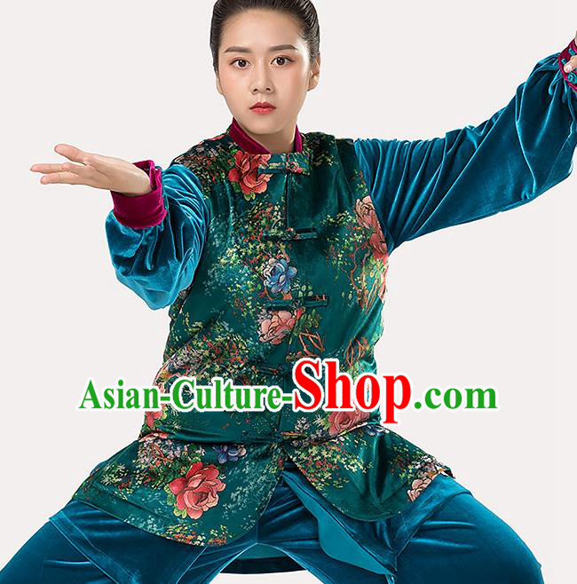 Traditional Chinese Tang Suit Green Vest Martial Arts Waistcoat Costume for Women