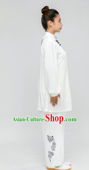 Traditional Chinese Tai Chi Competition White Outfits Martial Arts Stage Performance Costumes for Women