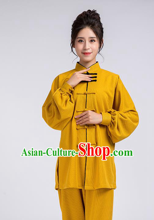 Top Chinese Tai Chi Chuan Training Ginger Outfits Traditional Kung Fu Martial Arts Competition Costumes for Women