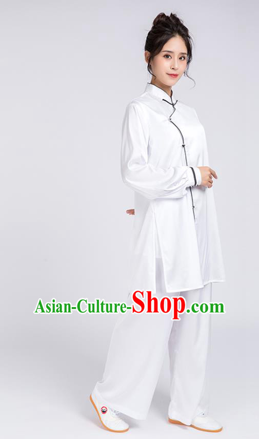 Top Chinese Martial Arts Black Edge Outfits Traditional Tai Chi Kung Fu Training Costumes for Women