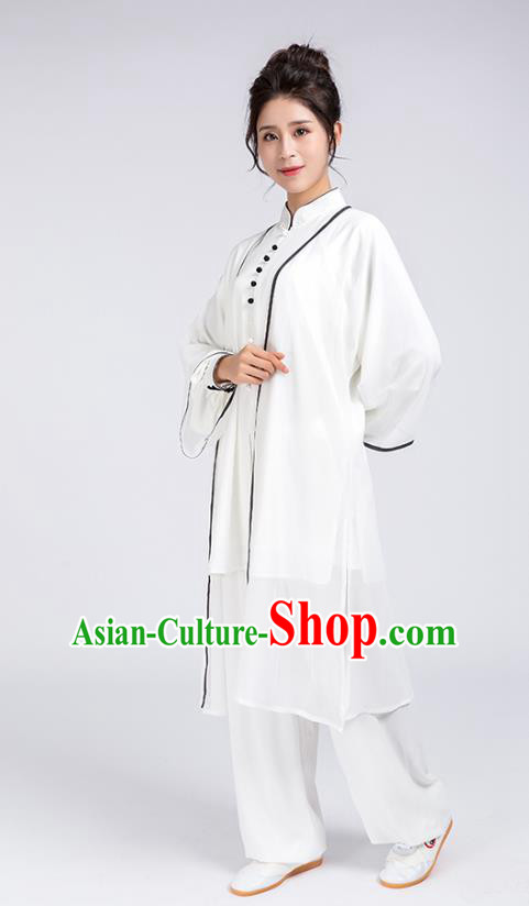 Top Chinese Martial Arts Black Edge Outfits Traditional Tai Chi Kung Fu Training Costumes for Women