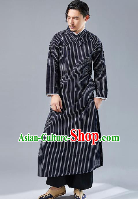 Top Chinese Tang Suit Flax Robe Traditional Republic of China Kung Fu Costumes for Men