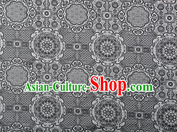 Chinese Traditional Avalokitesvara Pattern Grey Brocade Fabric Cheongsam Satin Tapestry Drapery