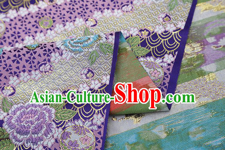 Chinese Traditional Peony Pattern Royalblue Brocade Fabric Cheongsam Satin Tapestry Drapery