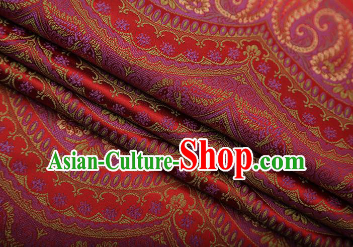 Chinese Traditional Pattern Design Red Brocade Fabric Cheongsam Satin Tapestry Drapery