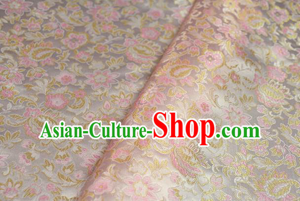 Chinese Traditional Flowers Pattern Design Pink Brocade Fabric Hanfu Dress Satin Drapery