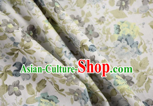 Chinese Traditional Blue Camellia Pattern Design Brocade Fabric Hanfu Dress Satin Drapery