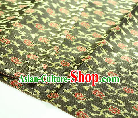 Chinese Traditional Roses Pattern Design Brown Brocade Fabric Hanfu Dress Satin Drapery