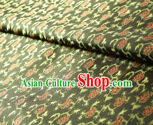 Chinese Traditional Roses Pattern Design Brown Brocade Fabric Hanfu Dress Satin Drapery