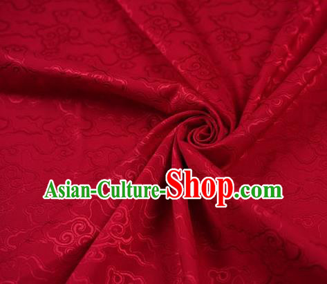 Chinese Traditional Cloud Pattern Design Red Brocade Fabric Hanfu Dress Satin Drapery