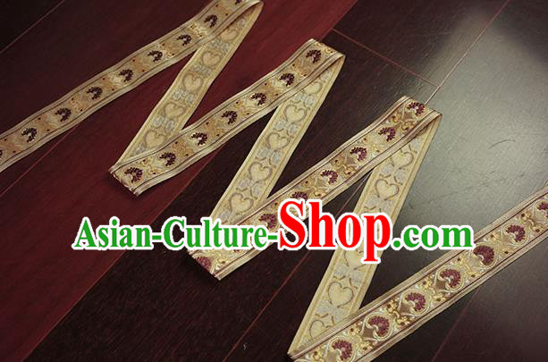 Chinese Traditional Embroidered Light Brown Band Decorative Border Collar Accessories