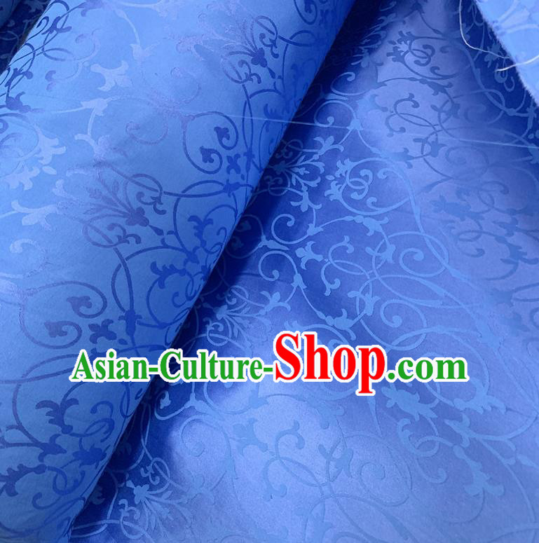 Chinese Traditional Twine Design Pattern Royalblue Silk Fabric Cheongsam Mulberry Silk Drapery