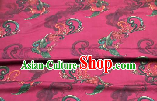 Chinese Traditional Phoenix Design Pattern Rosy Silk Fabric Cheongsam Gambiered Guangdong Gauze Drapery