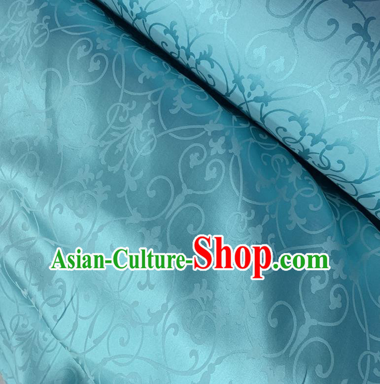 Chinese Traditional Twine Design Pattern Blue Silk Fabric Cheongsam Mulberry Silk Drapery