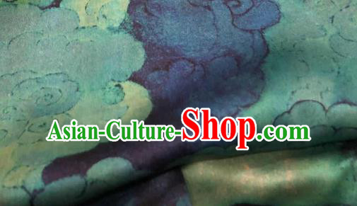 Chinese Traditional Cloud Design Pattern Navy Silk Fabric Cheongsam Gambiered Guangdong Gauze Drapery
