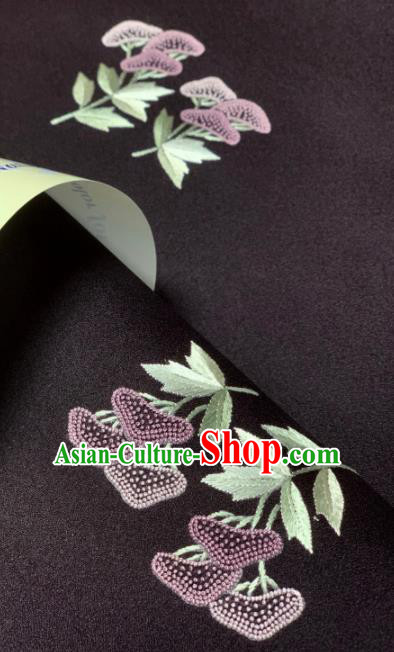Chinese Classical Embroidered Pattern Design Wine Red Silk Fabric Asian Traditional Hanfu Brocade Material