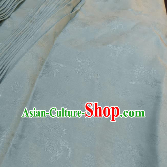 Chinese Traditional Jacquard Butterfly Design Pattern Light Blue Silk Fabric Cheongsam Mulberry Silk Drapery