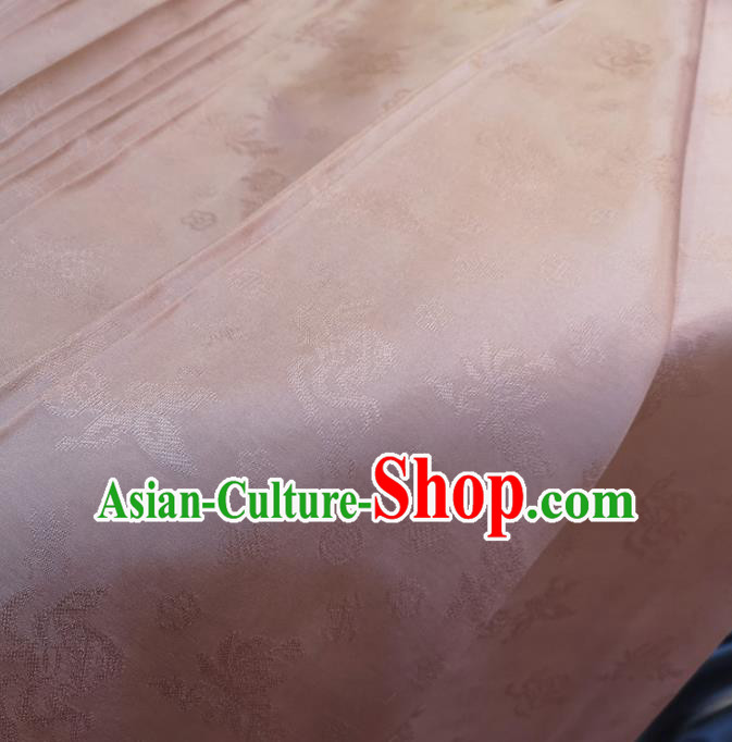Chinese Traditional Jacquard Butterfly Design Pattern Pink Silk Fabric Cheongsam Mulberry Silk Drapery