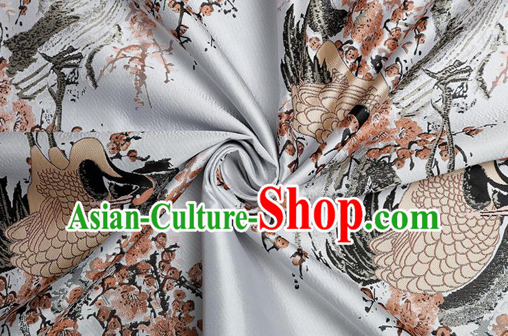 Chinese Traditional Orange Plum Crane Pattern Brocade Fabric Cheongsam Tapestry Drapery